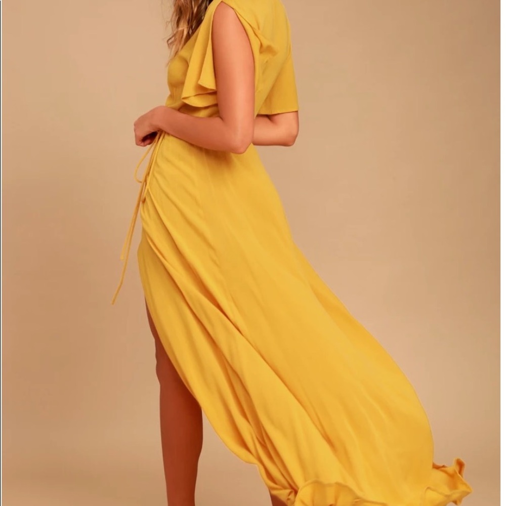 Yellow wrap dress